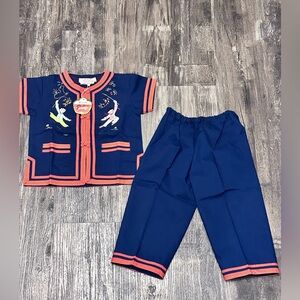 Vintage Plum Blossoms Toddler Shirt/Pants Set New